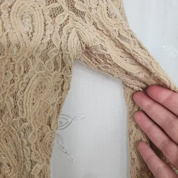 A'Reve Lace  Button-up Cardigan/Blouse with Ruffled Accent - Picture 10 of 11